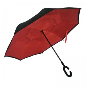 Inversé à l'envers Striaght Umbrella Manuel Ouvert Fonction Fonction Cutom Impression Logo Parapluie Mains Libres