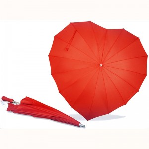 Parapluie manuel ouvert en forme de coeur Parapluie à manche en aluminium