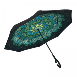 2019 voitures personnalisées parapluie promotionnel double couches impression parapluie inversé avec fleur