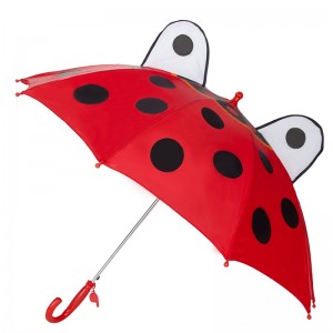 Parapluie droit des enfants de plein air coccinelle fille dessin animé personnalisé enfants