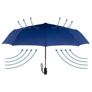 Parapluie pliant à l'épreuve du vent à 3 couches ventilé de 23 po