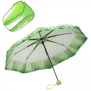 Parapluie de légumes de chou impression numérique spécial unique parapluie pluie parapluie manuel ouvert 3 fois