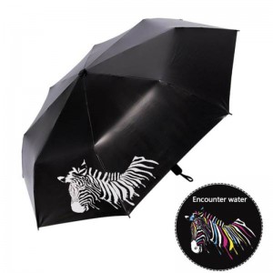 Panneau publicitaire 3 couleurs changeant manul ouvert parapluie en tissu de protection UV