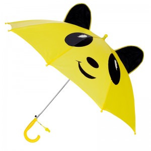 En gros parapluie noir jaune couleur panda auto ouvert animal enfants parapluie