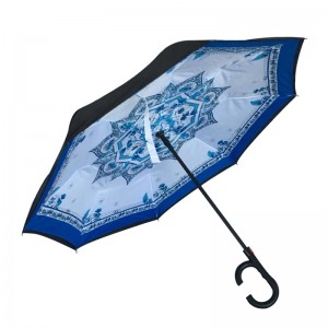 2019 Cadeaux marketing Ouverture automatique manul close impression personnalisée pluie spéciale revers coupe-vent inversé parapluie