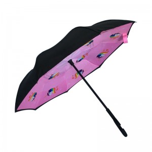 Parapluie pour enfants 19 pouces avec impression de motifs parapluie droit inversé