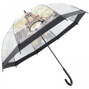 Matériau transparent parapluie rian dôme ouvert auto parapluie droit apollo