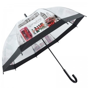 POE pluie transparent impression personnalisée parapluie droit