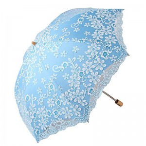 Fabrique des parasols Bordure en dentelle avec tissu 190T Parapluie ouvert manuel à 3 volets
