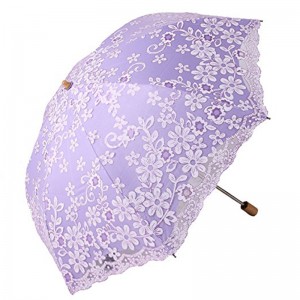 2019 fabrique des parasols en dentelle parapluie parapluie triple avec manche en bois