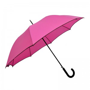 Fournisseur chinois pongee tissu cadre en métal auto ouvert rose parapluie droite